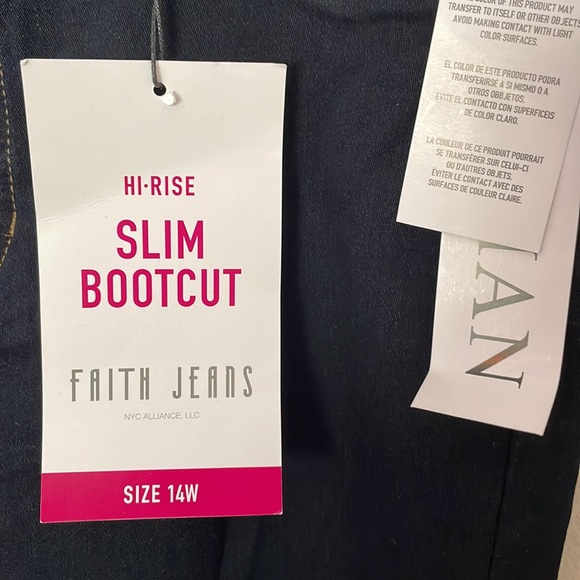 NWT Faith Jeans Hi Rise Slim Bootcut Jeans. 14W - Picture 4 of 9